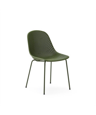 Silla de exterior Quinby con patas de acero verde