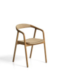 Silla Derile de roble macizo con acabado natural y cordón de papel beige. Certificación FSC Mixta.