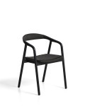 Silla Derile de roble macizo con acabado negro y cordón de papel negro. Certificación FSC Mixta.