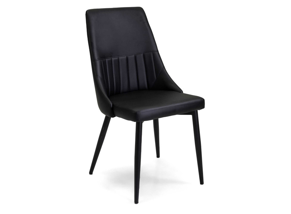 Silla Oliver de piel ecológica negra con estructura Vacchetti negra.