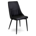 Silla Oliver de piel ecológica negra con estructura Vacchetti negra.