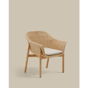 Silla Galea en madera maciza de teca y ratán sintético 100% certificado FSC.