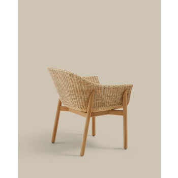 Silla Galea en madera maciza de teca y ratán sintético 100% certificado FSC.