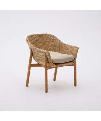 Silla Galea en madera maciza de teca y ratán sintético 100% FSC
