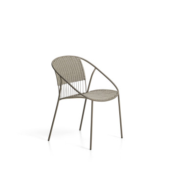 Silla apilable de exterior Atrani de acero galvanizado y cuerda.