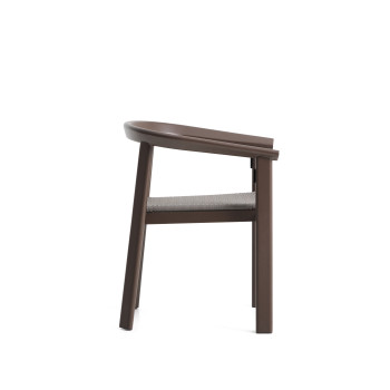 Silla apilable de exterior Erice en aluminio y cuerda marrón.