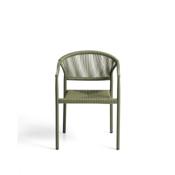 Silla apilable de exterior Livadia en aluminio verde.