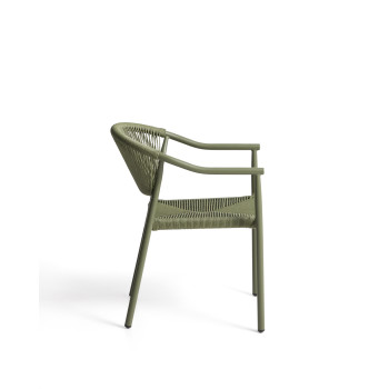 Silla apilable de exterior Livadia en aluminio verde.