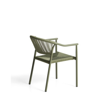 Silla apilable de exterior Livadia en aluminio verde.