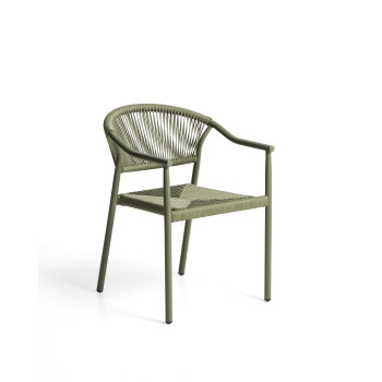Silla apilable de exterior Livadia en aluminio verde.