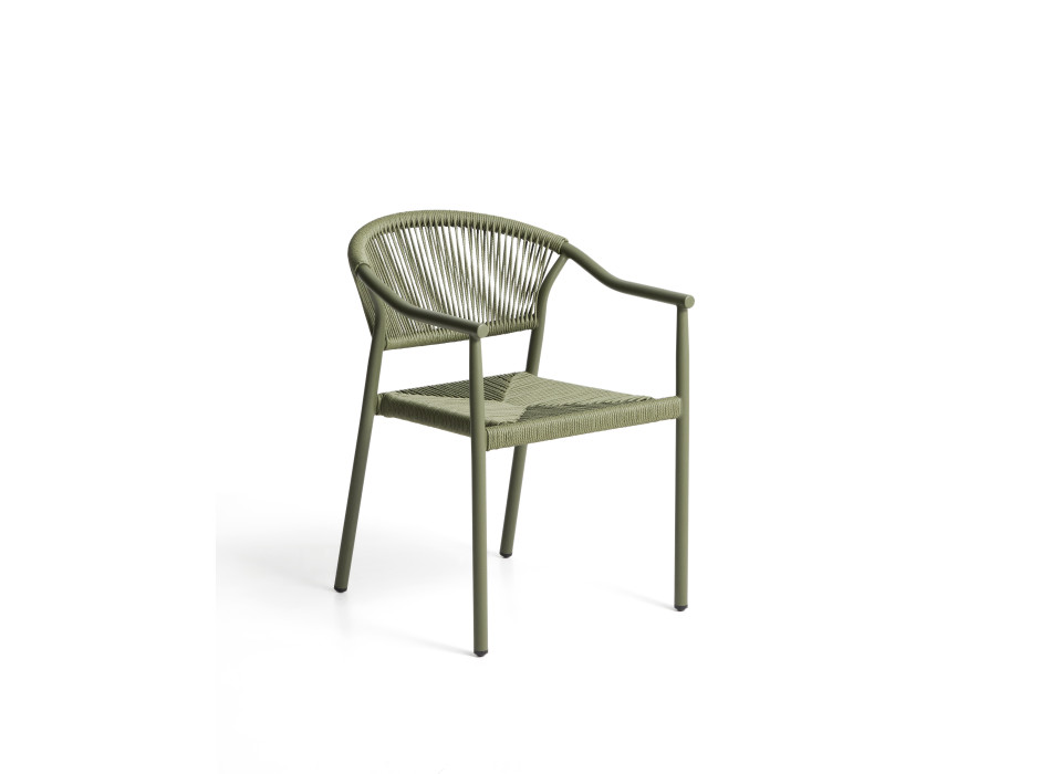 Silla apilable de exterior Livadia en aluminio verde.