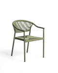 Silla apilable de exterior Livadia en aluminio verde.