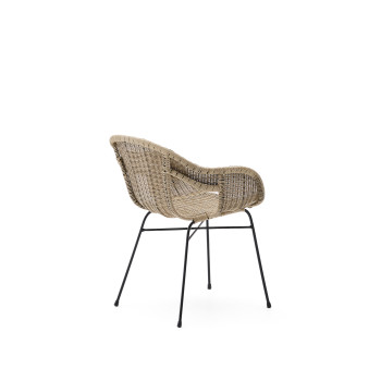 Silla apilable Eltiera en ratán sintético y estructura de acero negro