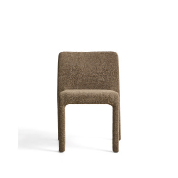 Silla apilable Loria en chenilla marrón chocolate FSC 100%