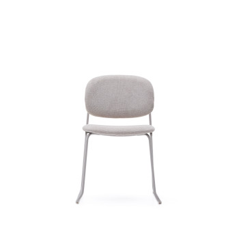 Silla apilable Meli en chenilla beige y patas de metal beige FSC Mix Crédito