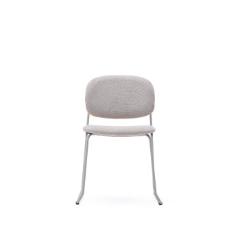 Silla apilable Meli en chenilla beige y patas de metal beige FSC Mix Crédito