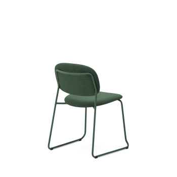 Silla apilable Meli en chenilla verde con patas de metal verde (Certificado FSC Mixto).