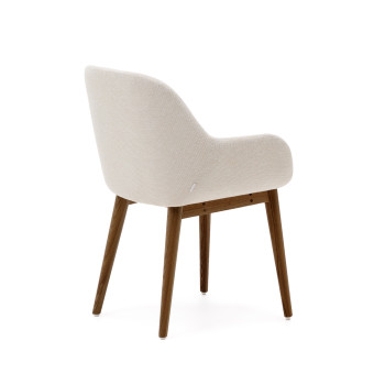 Silla Konna beige con patas de madera maciza de fresno y acabado oscuro