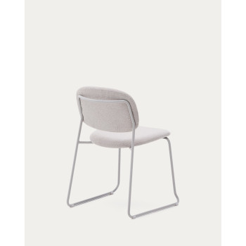 Silla Meli en chenilla beige y estructura de metal beige FSC Mix Crédito