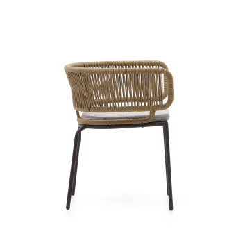 Silla Nadin en cuerda beige y patas de acero galvanizado
