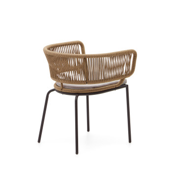 Silla Nadin en cuerda beige y patas de acero galvanizado