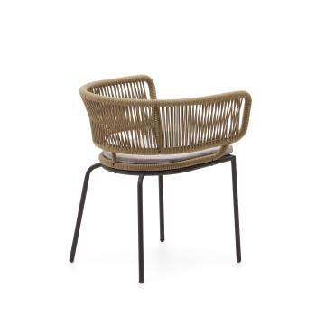 Silla Nadin en cuerda beige y patas de acero galvanizado