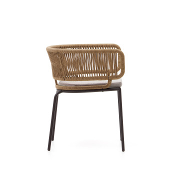 Silla Nadin en cuerda beige y patas de acero galvanizado