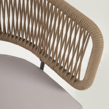 Silla Nadin en cuerda beige y patas de acero zincado y patas de acero zincado