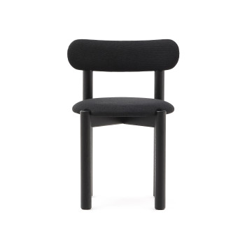 Silla Nebai en chenilla negra con estructura de roble macizo, acabado negro Crédito FSC MIX