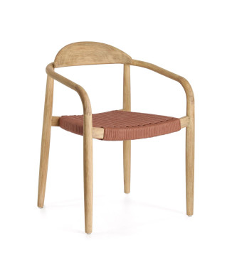 Silla Nina en madera maciza de acacia y cuerda en acacia terracota y cuerda