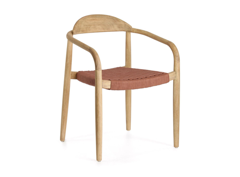Silla Nina en madera maciza de acacia y cuerda en acacia terracota y cuerda