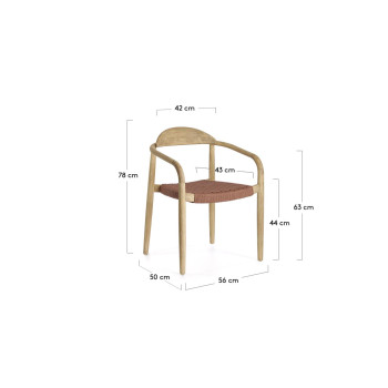 Silla Nina en madera maciza de acacia y cuerda en acacia terracota y cuerda