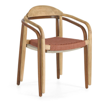 Silla Nina en madera maciza de acacia y cuerda en acacia terracota y cuerda