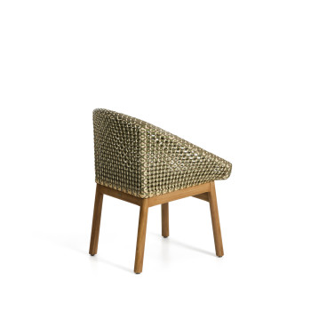 Silla Olbia de ratán sintético y madera maciza de teca 100% certificada FSC.
