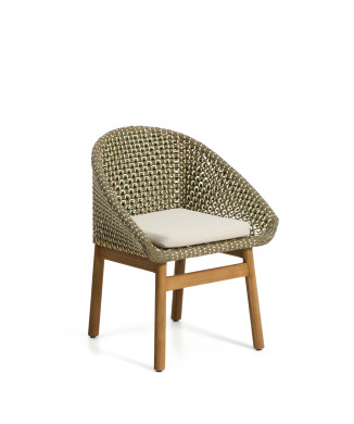 Silla Olbia de ratán sintético y madera maciza de teca 100% certificada FSC.