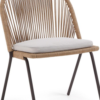 Silla Shann en cuerda beige con patas de acero zida beige