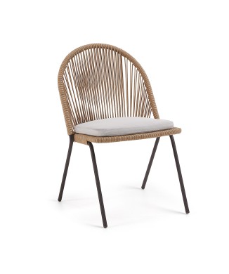 Silla Shann en cuerda beige con patas de acero zida beige