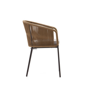 Silla Yanet en cuerda beige y patas de acero galvanizado.