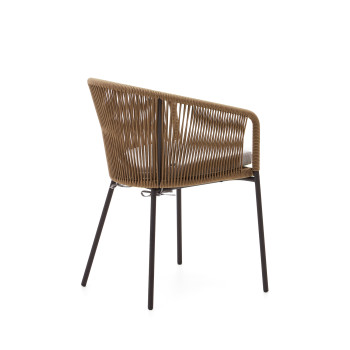 Silla Yanet en cuerda beige y patas de acero galvanizado.