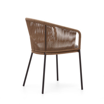 Silla Yanet en cuerda beige y patas de acero galvanizado.