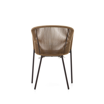 Silla Yanet en cuerda beige y patas de acero galvanizado.