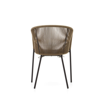 Silla Yanet en cuerda beige y patas de acero galvanizado.