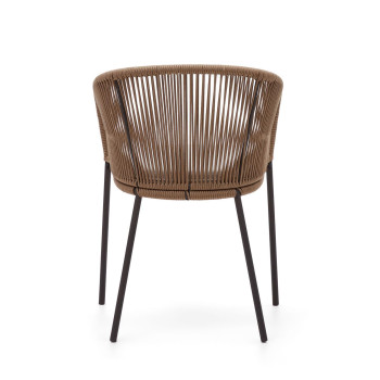 Silla Yanet en cuerda beige y patas de acero galvanizado.