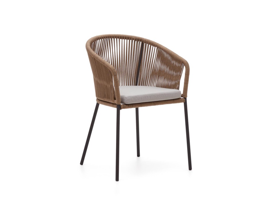 Silla Yanet en cuerda beige y patas de acero galvanizado