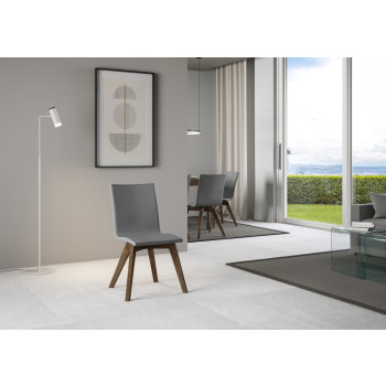 Sillas - Silla Trudy con patas blancas y cojín gris 11