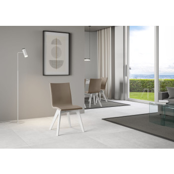 Sillas - Silla Trudy con patas blancas y cojín gris paloma, 52 cm