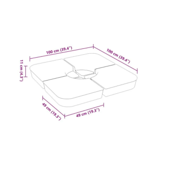 Juego de 4 bases para sombrilla con soporte transversal de PP de 100 kg.
