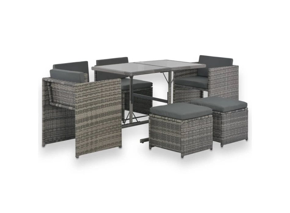 Conjunto de sofá de jardín de 6 piezas con cojines en ratán sintético