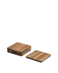 Juego de 4 posavasos Zairin fabricados en madera de acacia 100% FSC y metal multicolor