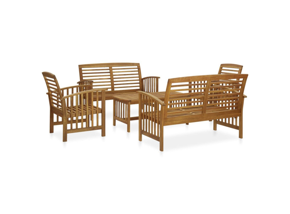 Conjunto de sofá de jardín de 5 piezas en madera maciza de acacia